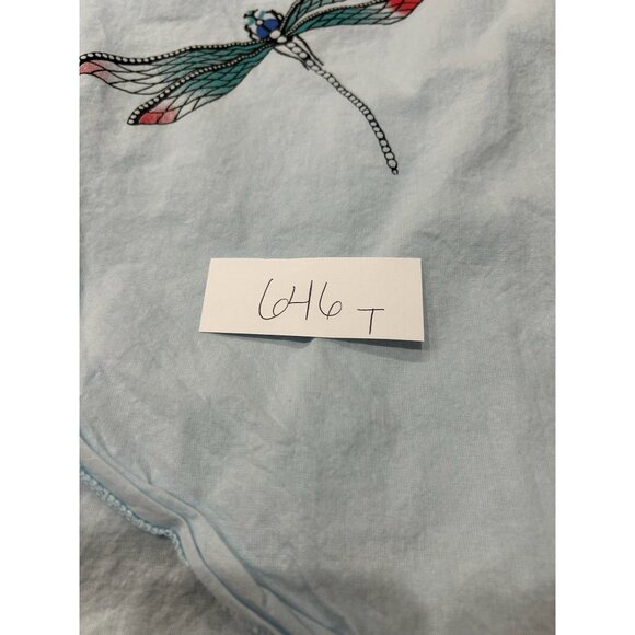 Asymmetrical Hem Dragonfly Embroidery Button-Front Top Sz L Boho Artisan - Picture 8 of 9